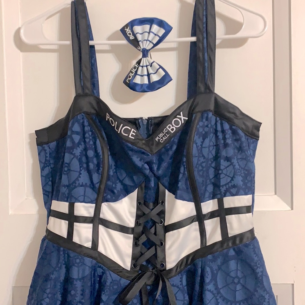 DOCTOR WHO- Tardis Dress Costume w/Hair Bow